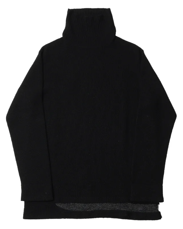 Pour Homme Wool Turtleneck Sweater Toggled Drawstring Belted