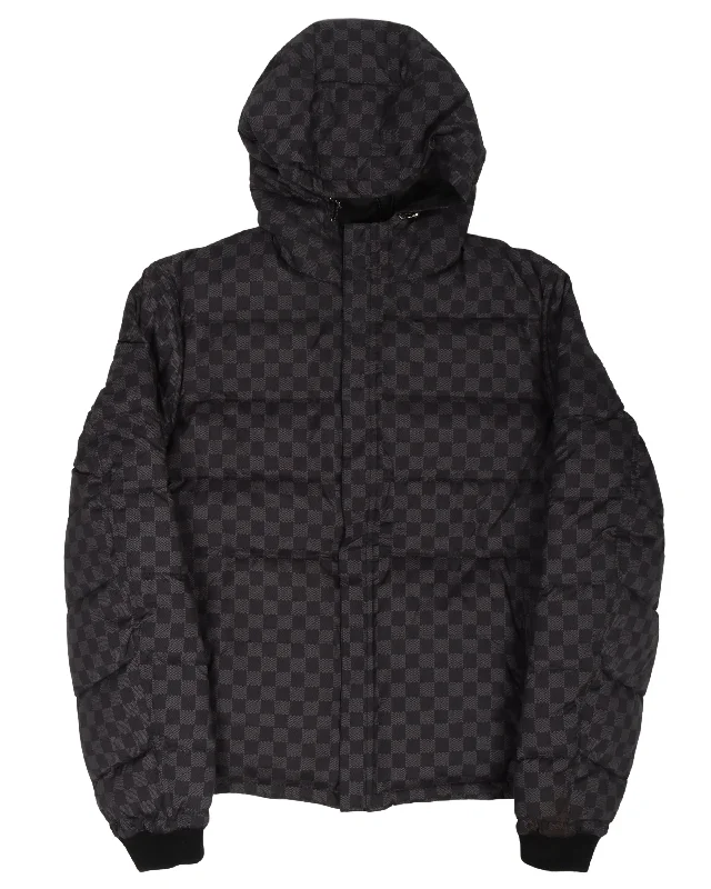Reversible Damier Down Jacket Insulated Jacket Fitted Jacket Loose Jacket