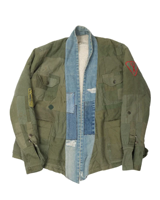 GL-Scraps Shearling Jungle Cardigan Collared Crew Neck Turtle Neck