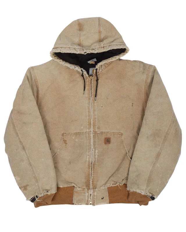 Carhartt Distressed Hooded Jacket Faux Fur Jacket Real Fur Jacket Shearling Jacket