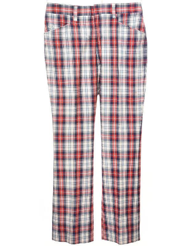 Checked Pattern Trousers - W35 L31 Trousers Satin Smooth
