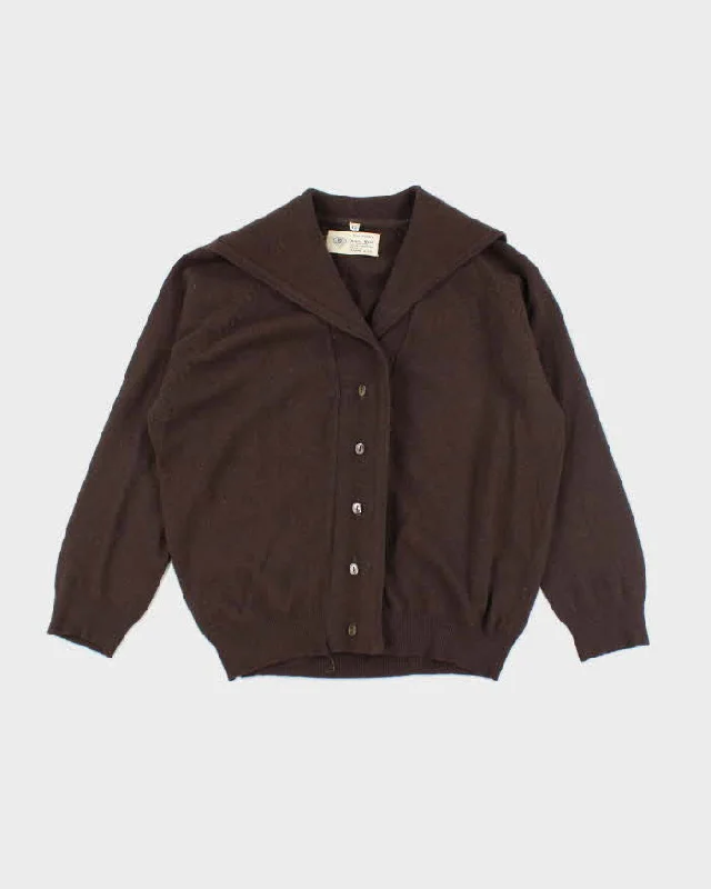 Vintage Diana-Mere Brown Wool & Angora Blend Cardigan - M Beaded Cardigan Sequined Faux Fur