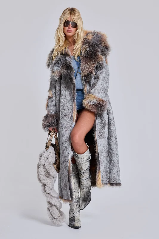 Alpha Faux Shearling Coat Jersey Tulle Batik