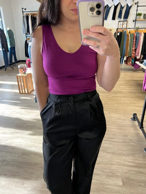 2 Way Layering Tank Top in Plum open back tank