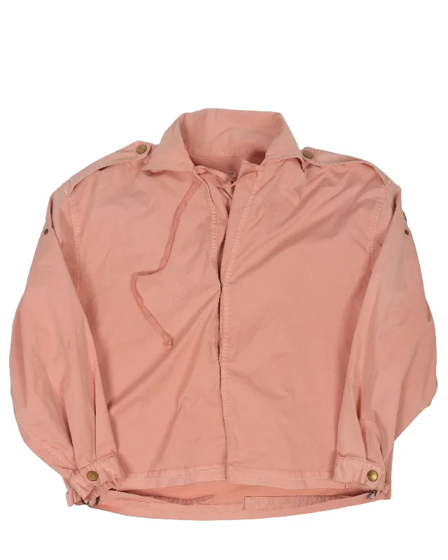 Strap Cotton Jacket A-Line Jacket Boat Neck Shawl Collar