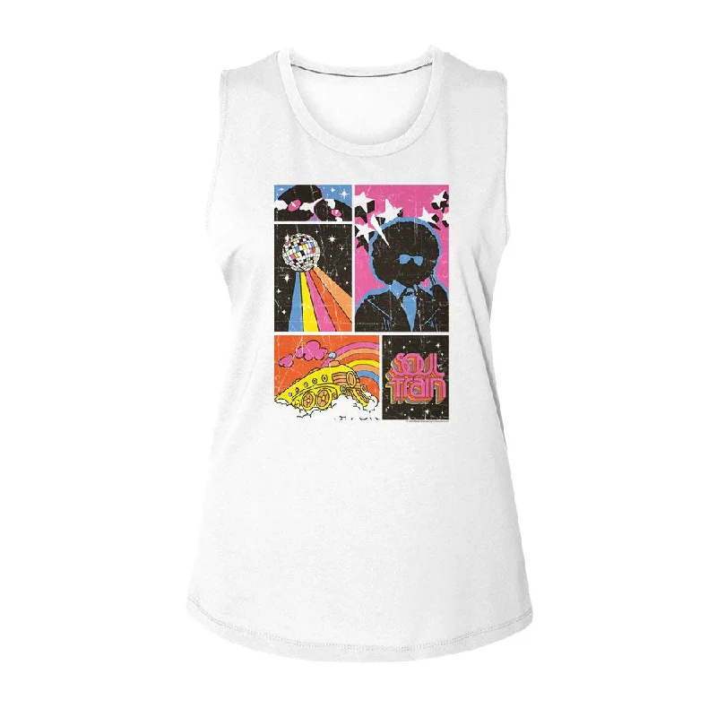 SOUL TRAIN Eye-Catching Tank Top, Disco Squares gold tank top
