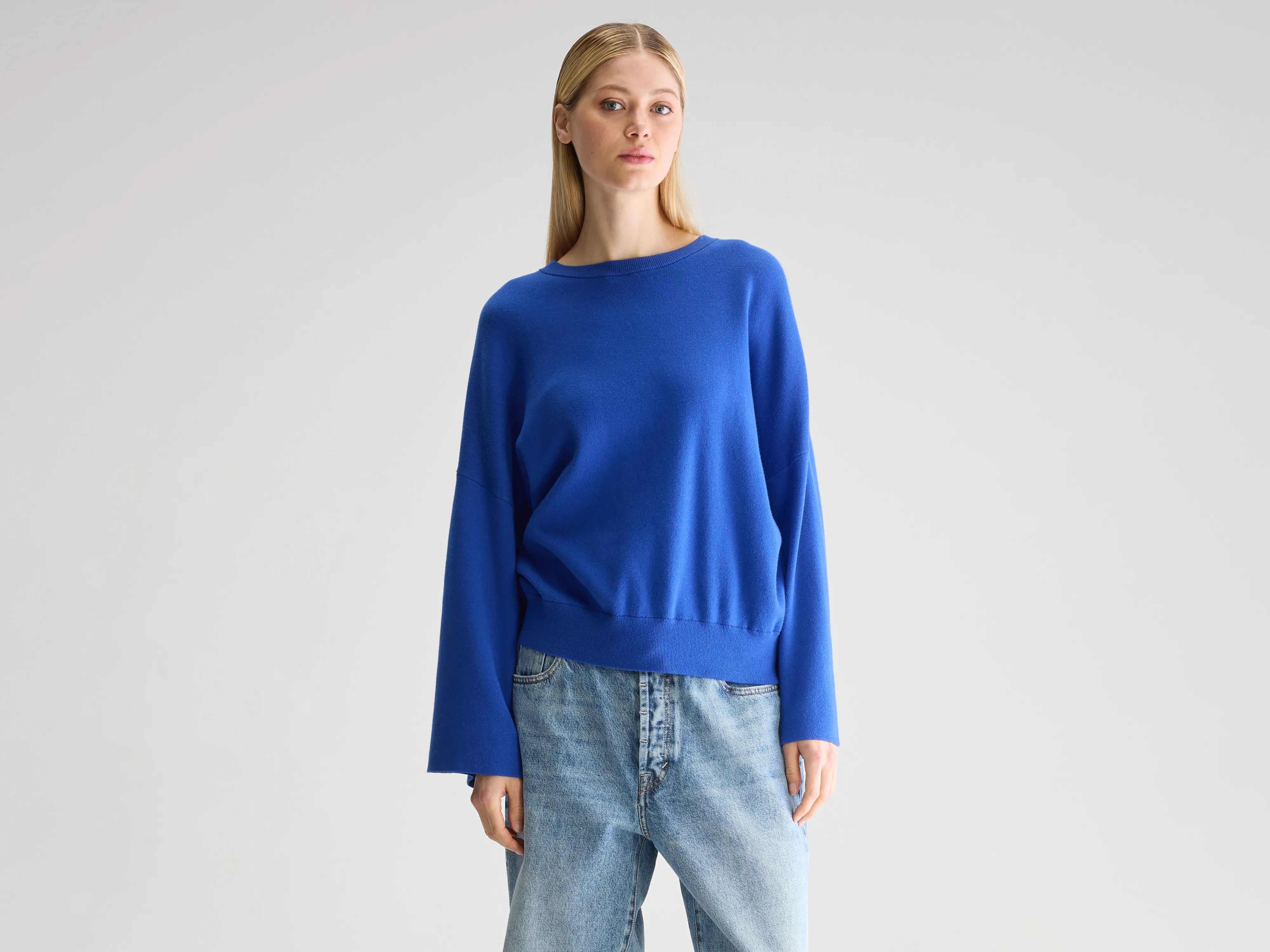 Anga round-neck sweater (251 / W / LAZULI) Fleece Fabric Down Fabric Feather Fabric