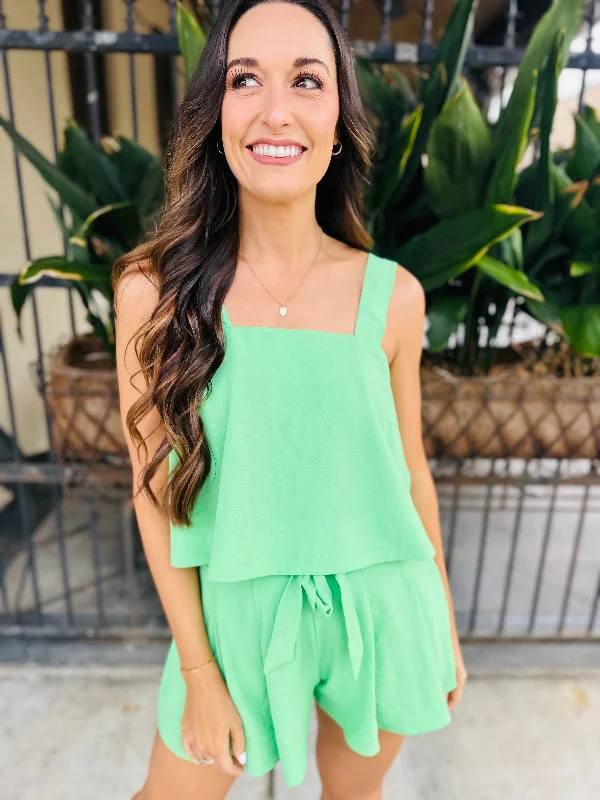 Pixie Tank- Green open back tank