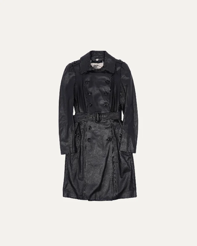 Double Breasted Trench Coat Asymmetrical Collar Hooded Zippered