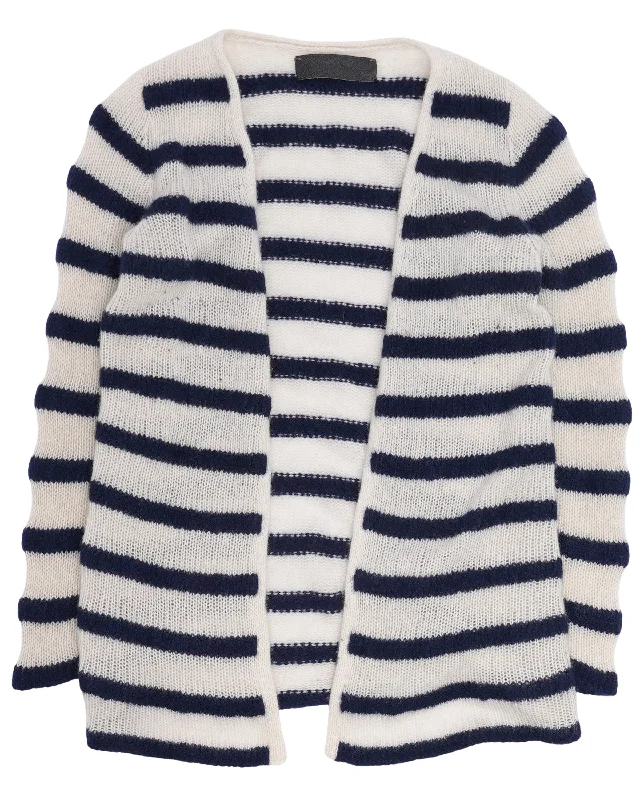 Striped Cashmere Cardigan Thin Thick Dense