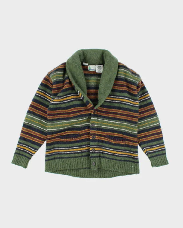 Vintage Great Lakes Wool Striped Cardigan - L Crew Neck V-Neck Turtle Neck