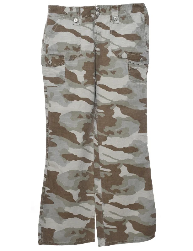 Camouflage Print Trousers - W32 L33 Trousers sophisticated sleek
