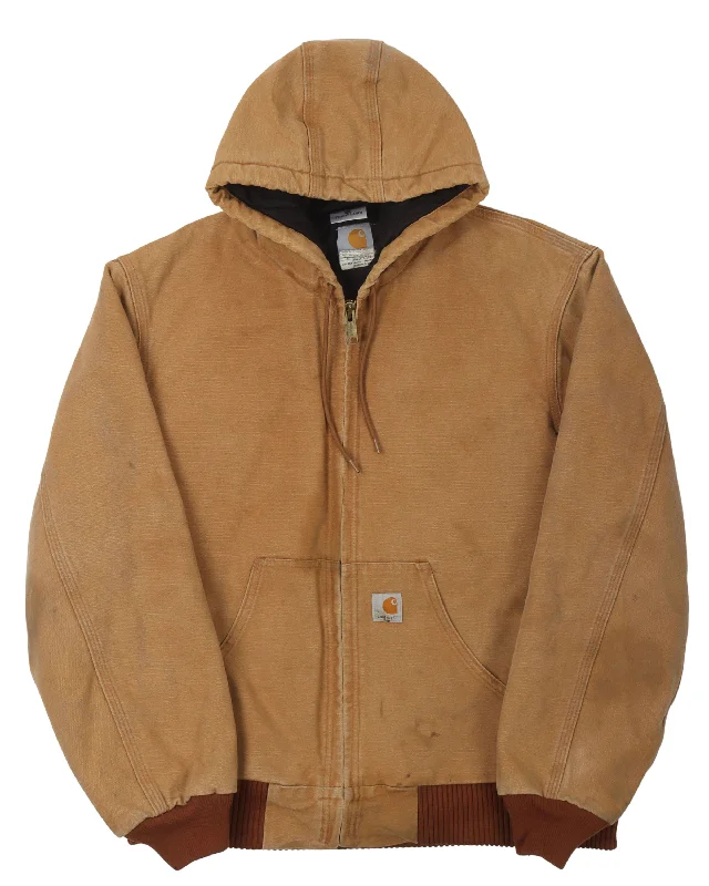 Carhartt Hooded Work Jacket Snapped Jacket Toggled Jacket Drawstring Jacket