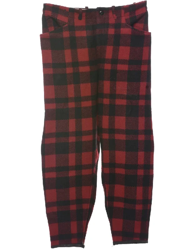 Checked Pattern Trousers - W32 L26 Trousers Tapered Slim Fit