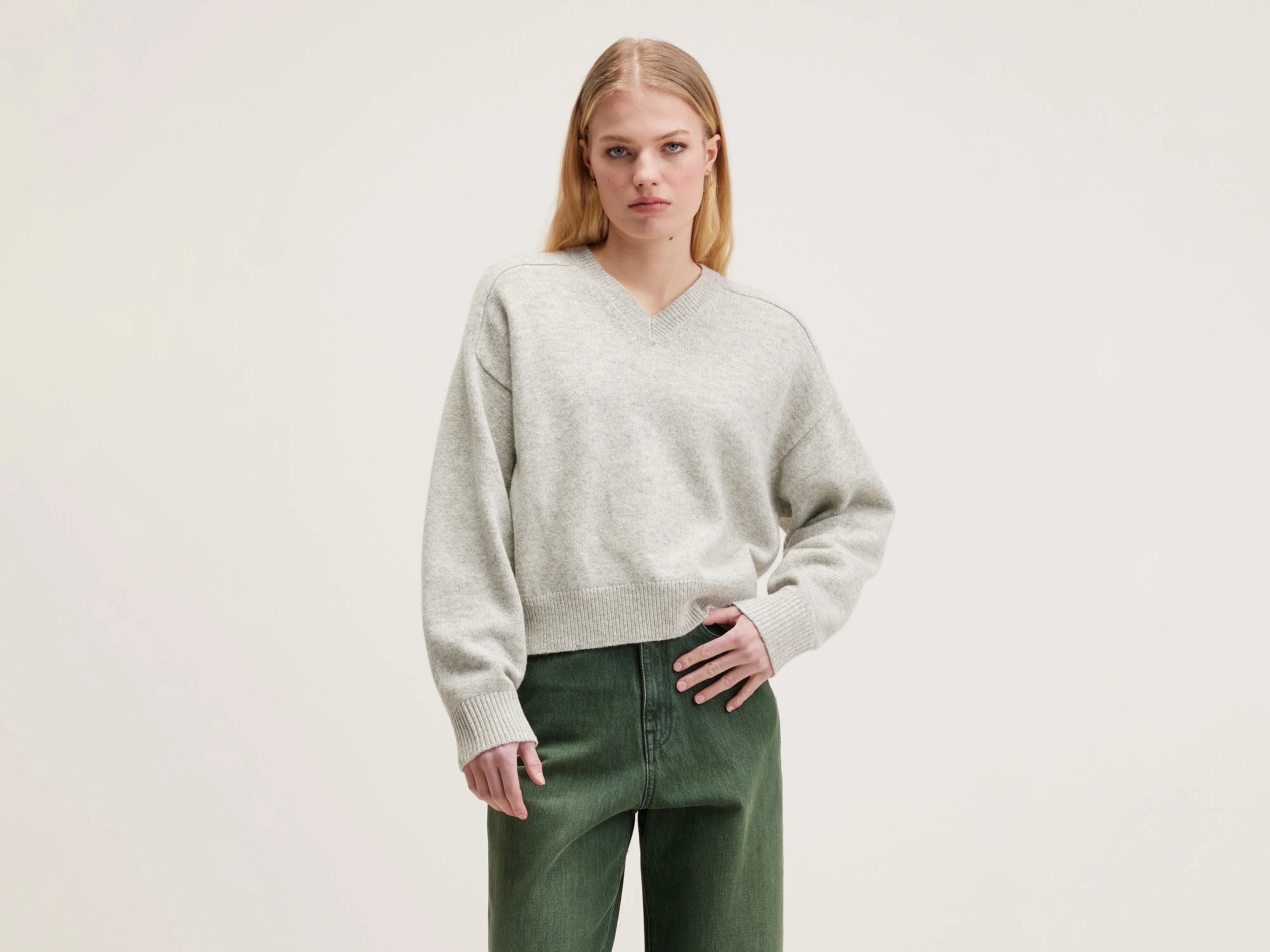 Gador boxy sweater (242 / W / OYSTER) Welt Pockets Slit Pockets Flap Pockets