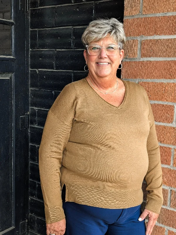 Vivian V Neck Sweater - Plus - Golden Rod Lightweight Heavyweight Midweight