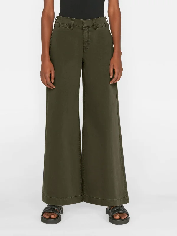 Wide Leg Tomboy Trouser -- Washed Fatigue Trousers High Rise Slim Fit