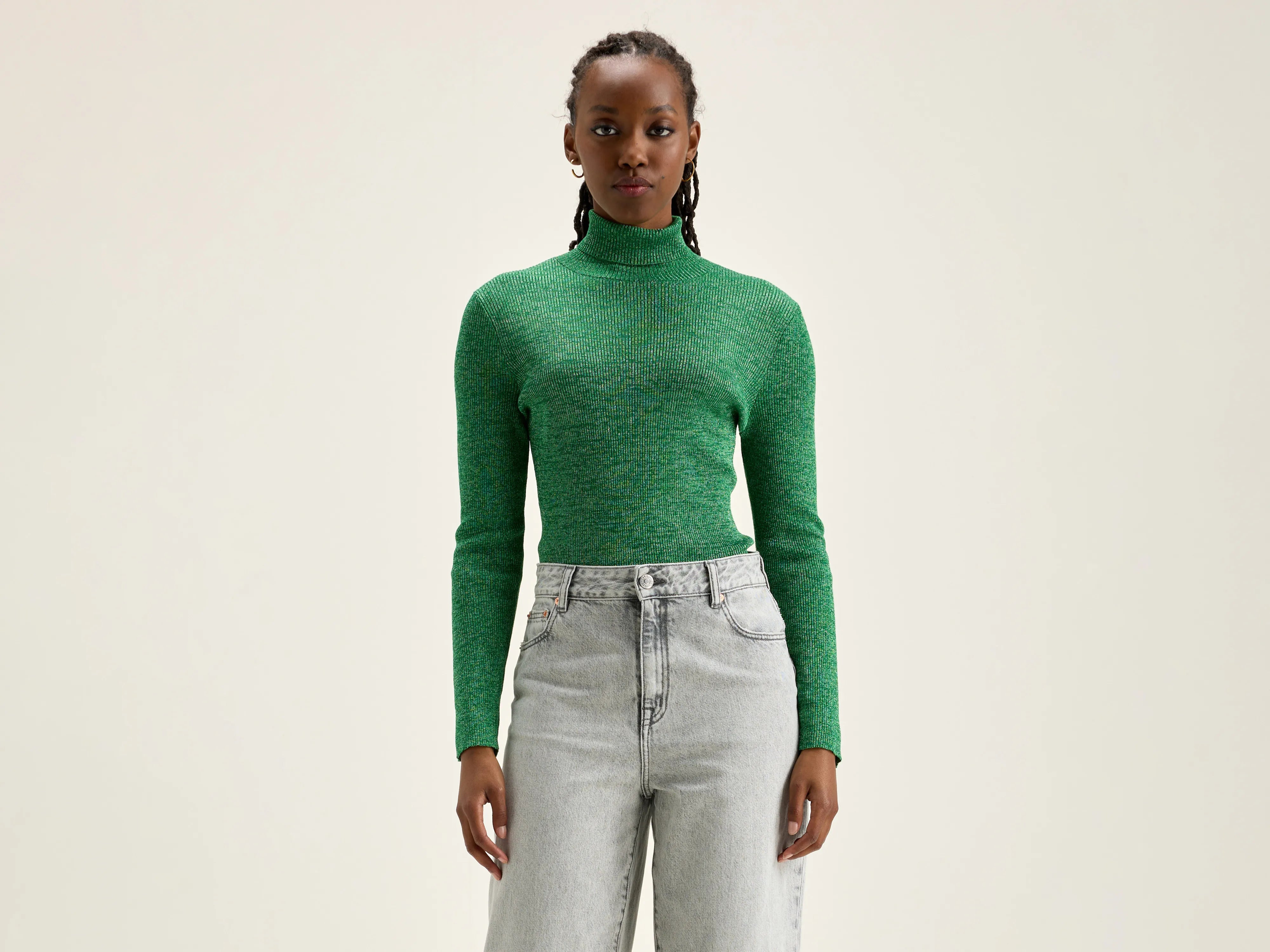 Anoit turtleneck sweater (242 / W / CHLOROPHILE) Turtle Neck Boat Neck Asymmetrical Neck