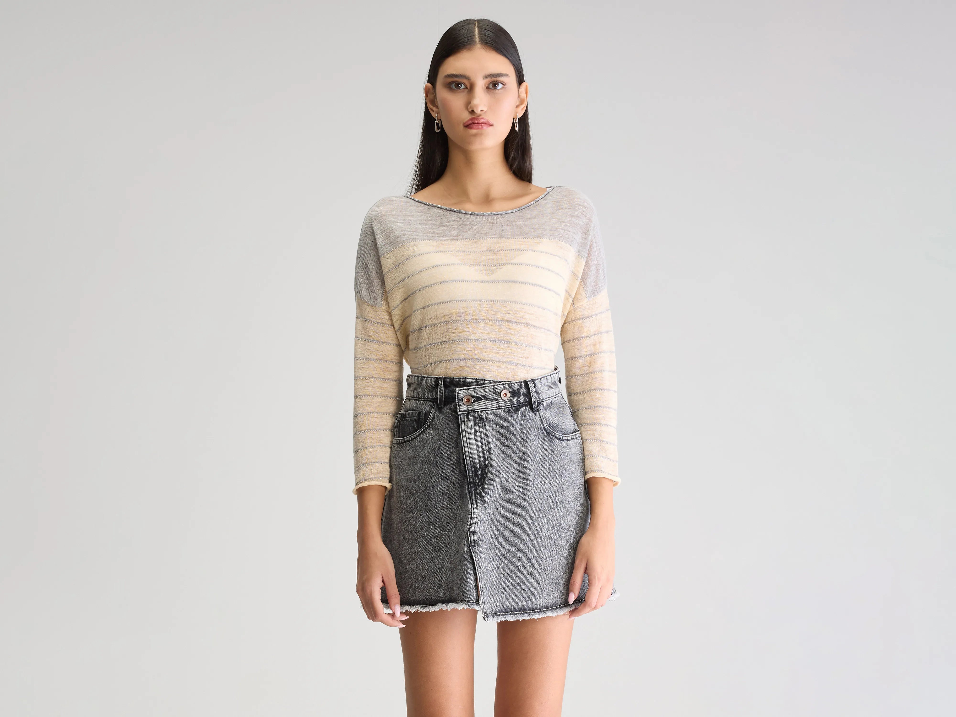 Neep boat-neck sweater (251 / W / STRIPE A) Oversized Loose Flowy