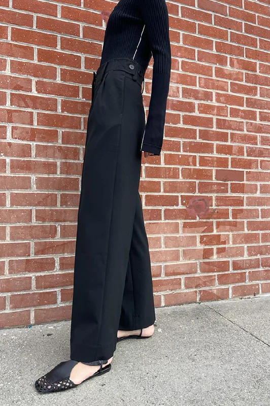 Ulla Wide Leg Trousers in Black (Sold Out) Trousers Satin Smooth