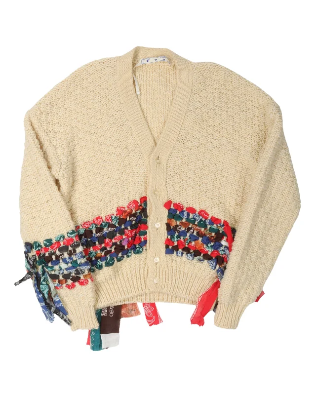Paisley Detailed Cardigan Chenille Blend Fleece Blend Nylon Blend