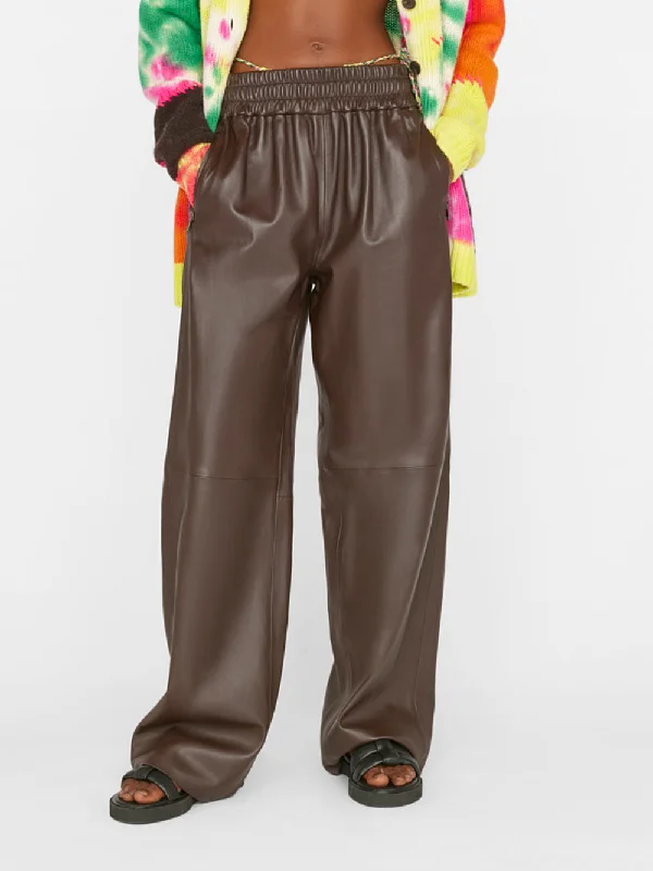 Baggy Leather Trouser -- Chocolate Brown Trousers Print Floral