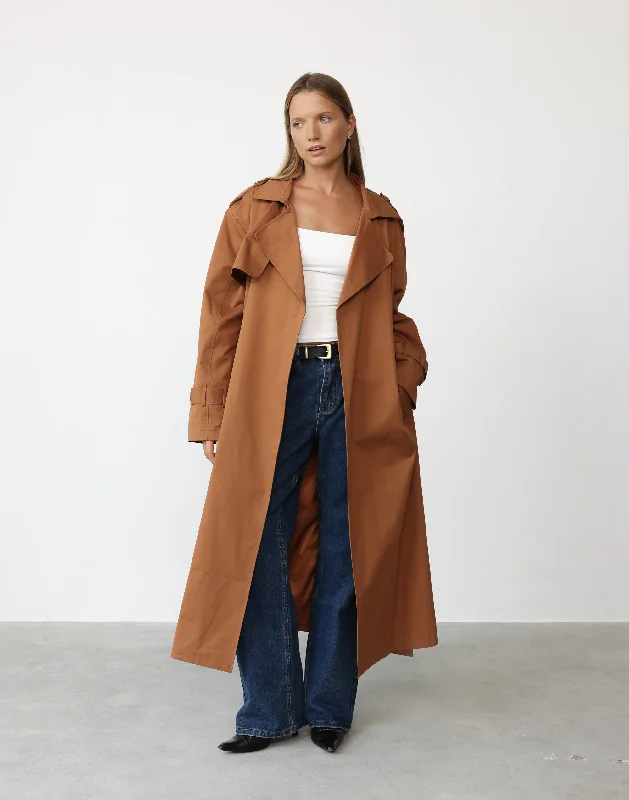 Dario Trench Coat (Nutshell) Faux Fur Real Fur Shearling