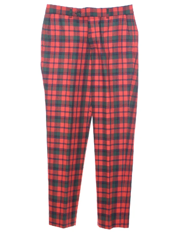 Checked Pattern Trousers - W33 L30 Trousers Print Floral