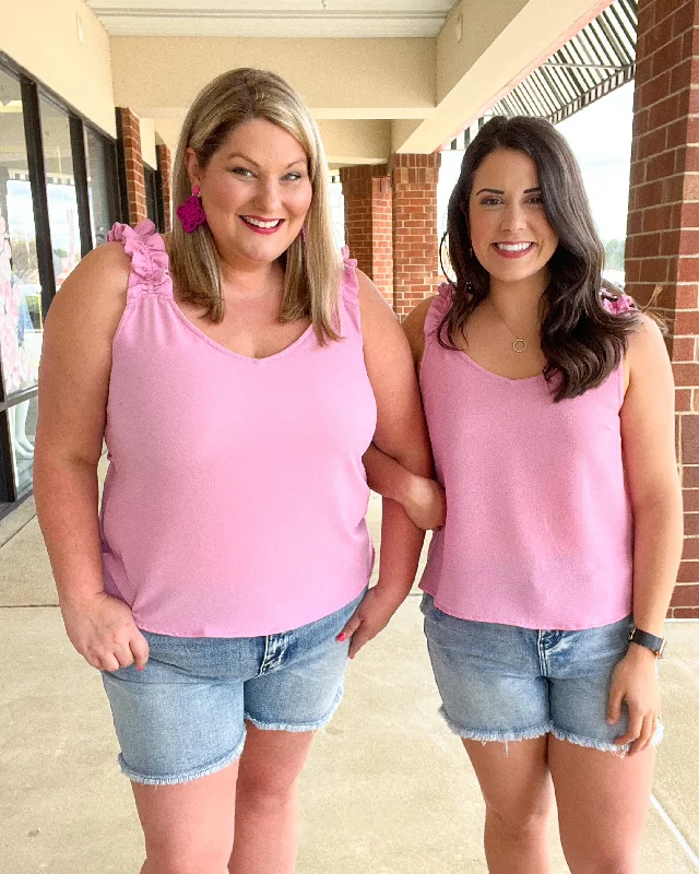 FINAL SALE Ruffle Sleeve Tank - Blossom off shoulder tank