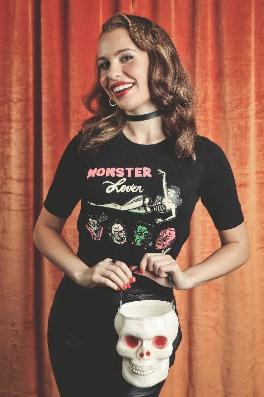 Monster Lover Sweater Print Jacquard Patchwork