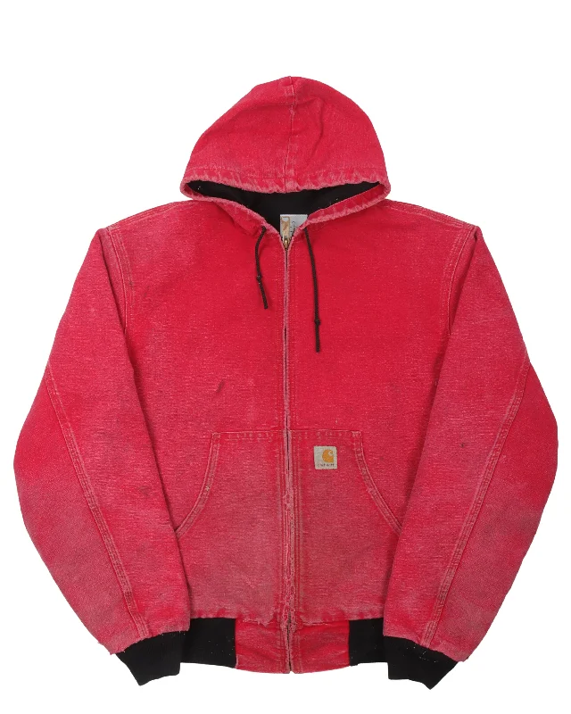 Carhartt Hooded Work Jacket Zippered Front Buttoned Front Snap Front