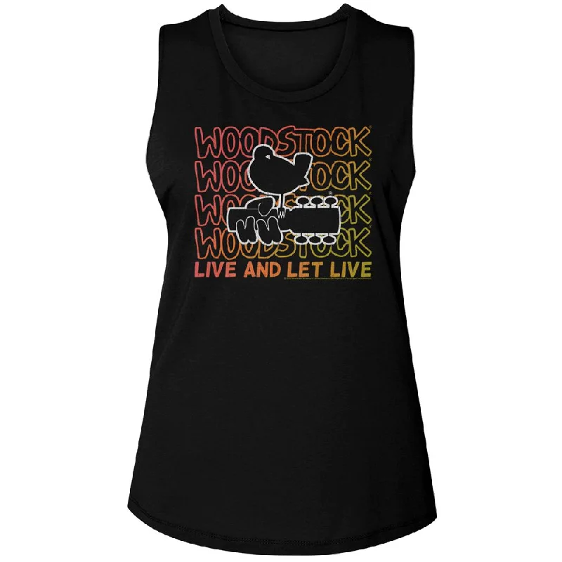 WOODSTOCK Tank Top for Ladies, Live And Let Live Gradient beige tank top