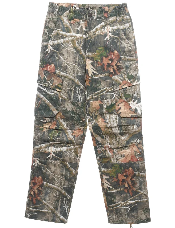 Classic Camouflage Print Cargo Trousers - W26 L32 Trousers stylish elegant