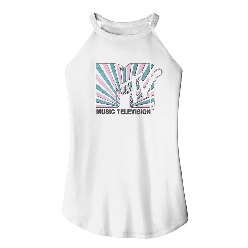 MTV Eye-Catching ROCKER Tank Top, Stripes cherry red tank