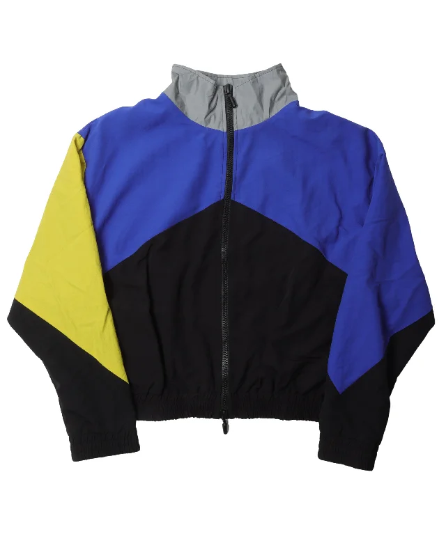 Color Blocked Track Jacket Hooded Jacket Caped Jacket Shawl Collar Jacket