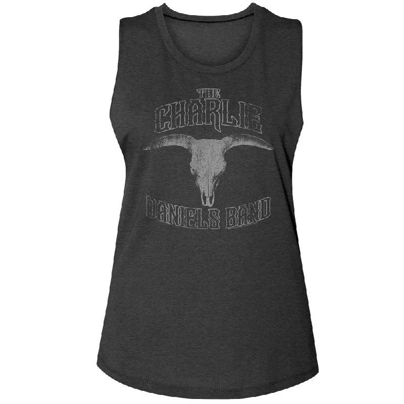 CHARLIE DANIELS BAND MUSCLE TANK, CDB Bull Skull flexible tank top