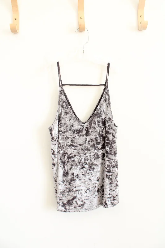 American Eagle Gray Crushed Velvet Tank Top modal blend tank