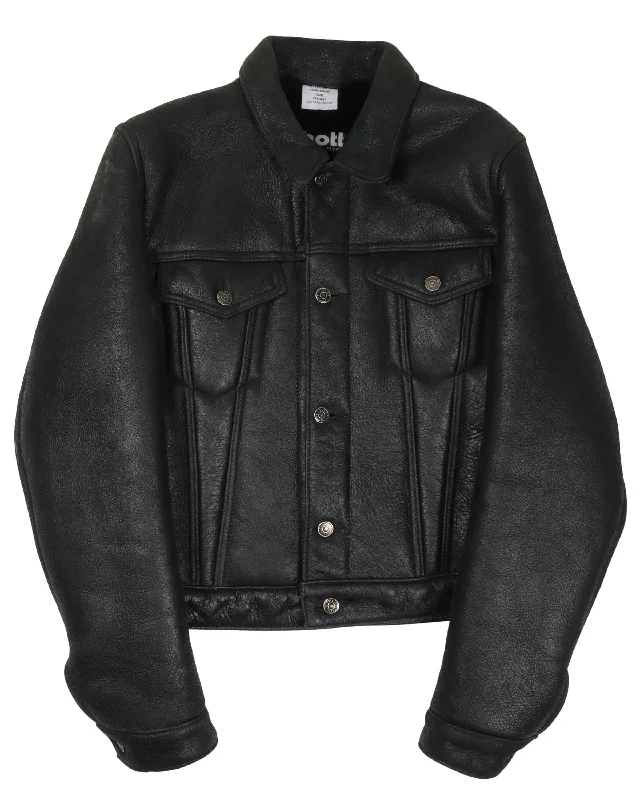 SS17 Schott Shearling Leather Trucker Jacket Striped Jacket Polka Dot Jacket Floral Jacket