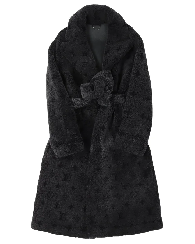 Monogram Shearling Coat Embroidered Appliqued Beaded
