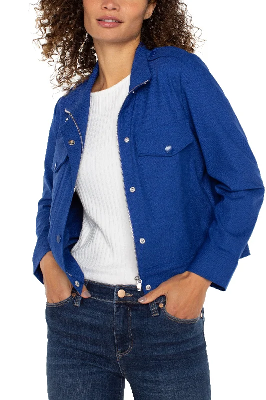 Liverpool Utility Crop Jacket (Blue Topaz) Insulated Jacket Fitted Jacket Loose Jacket