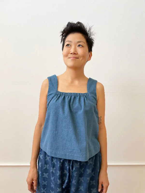 Louise Tank  Indigo white tank top
