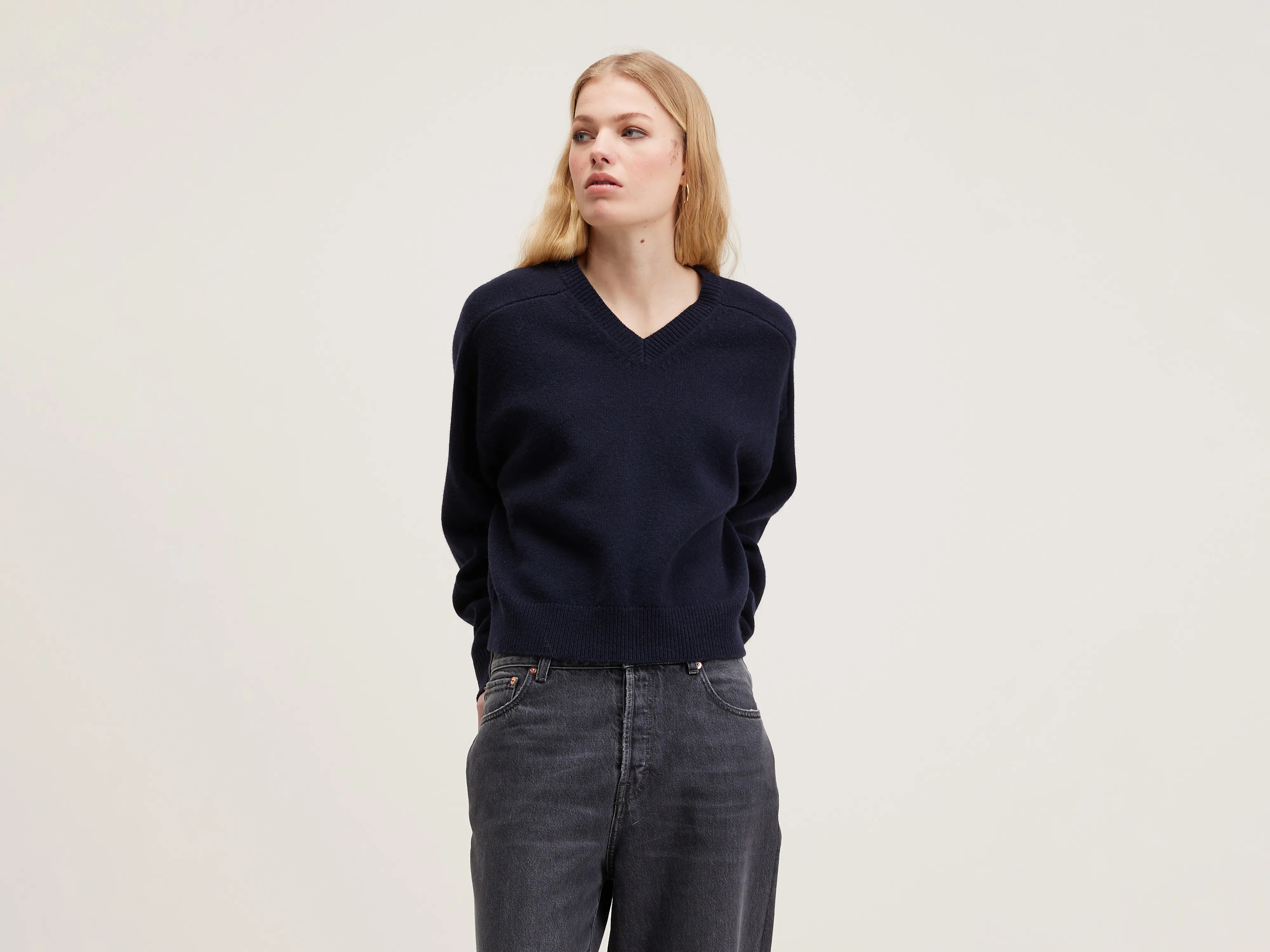 Gador boxy sweater (242 / W / AMERICA) Houndstooth Herringbone Solid