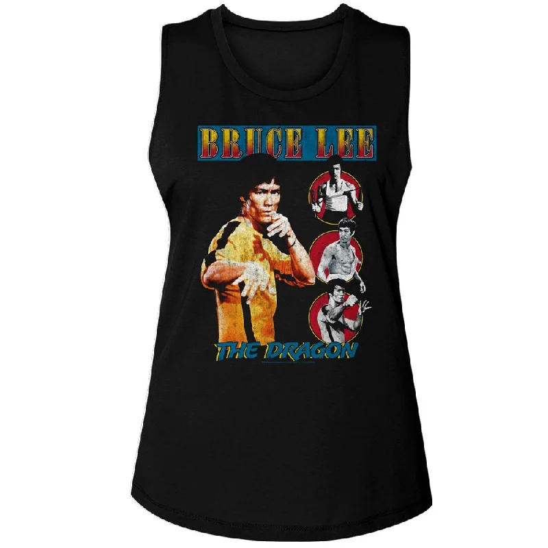 BRUCE LEE Ladies Tank Top, Comic Cover Style gold tank top