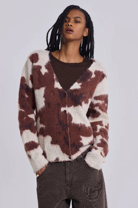 Cow Print Chuck Cardigan Houndstooth Herringbone Solid