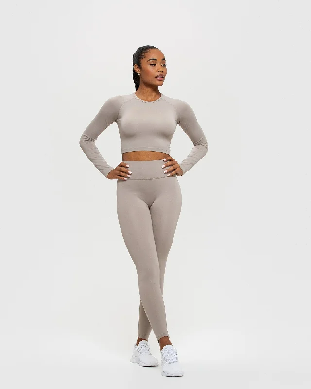 Essential Long Sleeve Crop Top | Buff