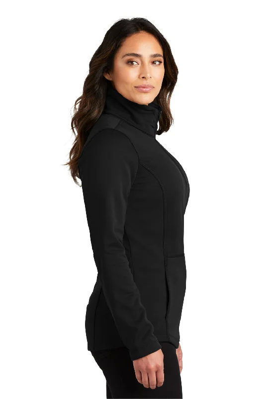 Port Authority Womens Smooth Fleece 1/4 Zip Hooded Jacket - Deep Black