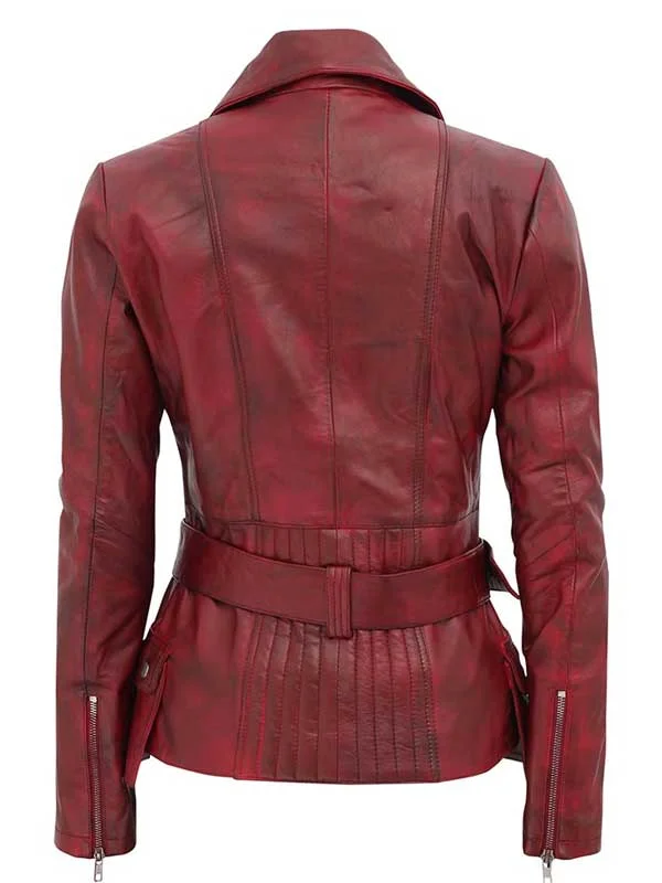 Women Stylish Maroon Biker Jacket