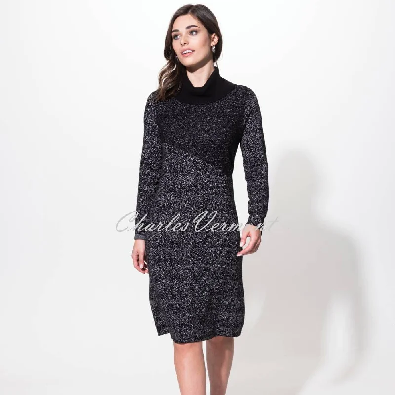 Alison Sheri Roll Neck Knit Dress - Style A42055 (Black / White)