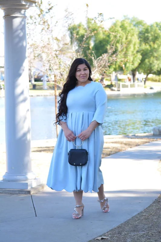 Berlin Sky Blue Scalloped Dress