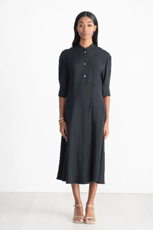 Sabo Half Placket Shirt Dress, Dark Navy